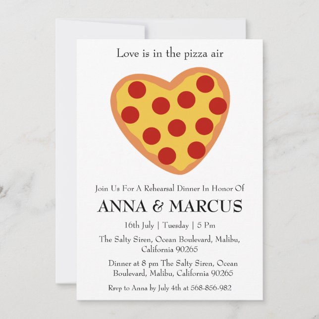 amour et pizza plaisir répétition invitations dîne (Devant)