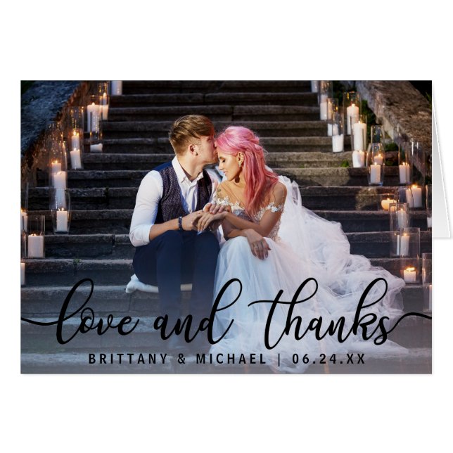 Amour et Remerciements | Note de photo de mariage  (Devant Horizontal)
