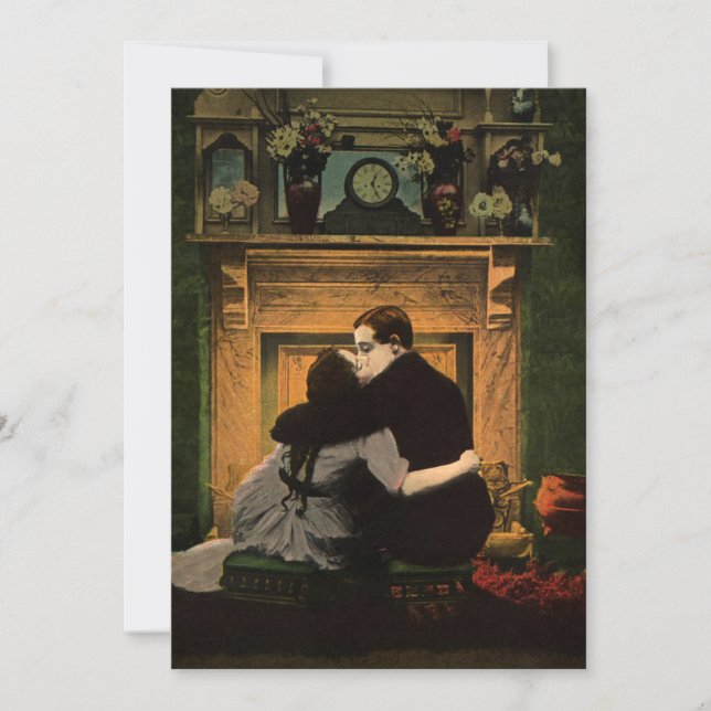 Amour et romance vintage, baiser de cheminée roman (Devant)