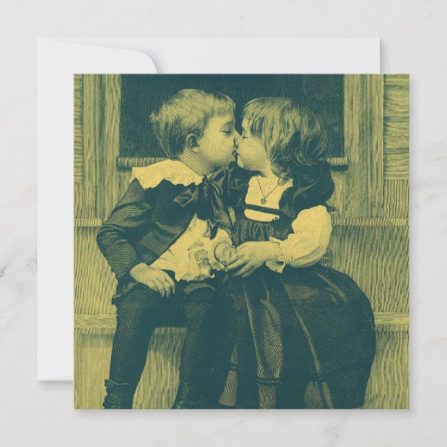Amour et romance vintage, invitation de baiser d'e (Devant)