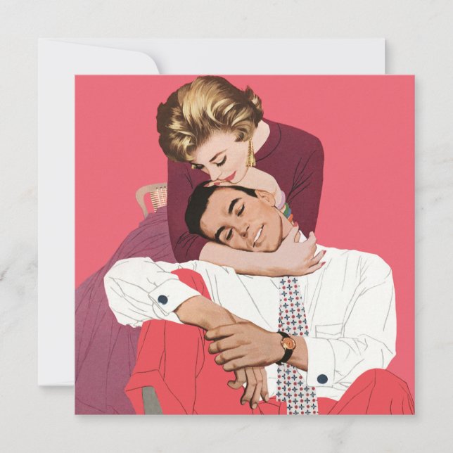 Amour et romance vintage, invitation pour jeunes m (Devant)