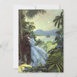 Amour et romance vintage, vue tropicale romantique