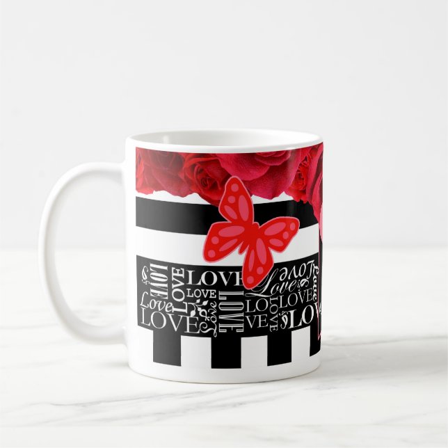 Amour et Rose Blackboard Style Valentine Mug (Gauche)