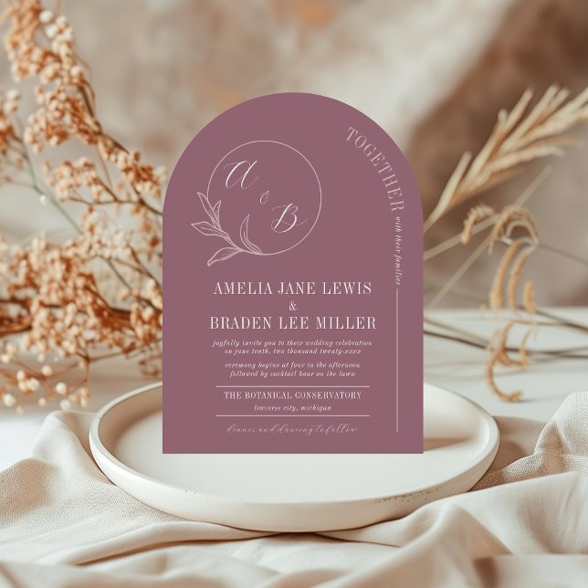 Amour éternel | Invitation Deep Mauve Arch Wedding (Créateur téléchargé)
