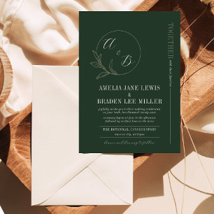 Amour éternel   Vert foncé   Invitation de mariage