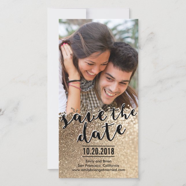 Amour Étincelant Enregistrer La Date Cartes photos (Devant)