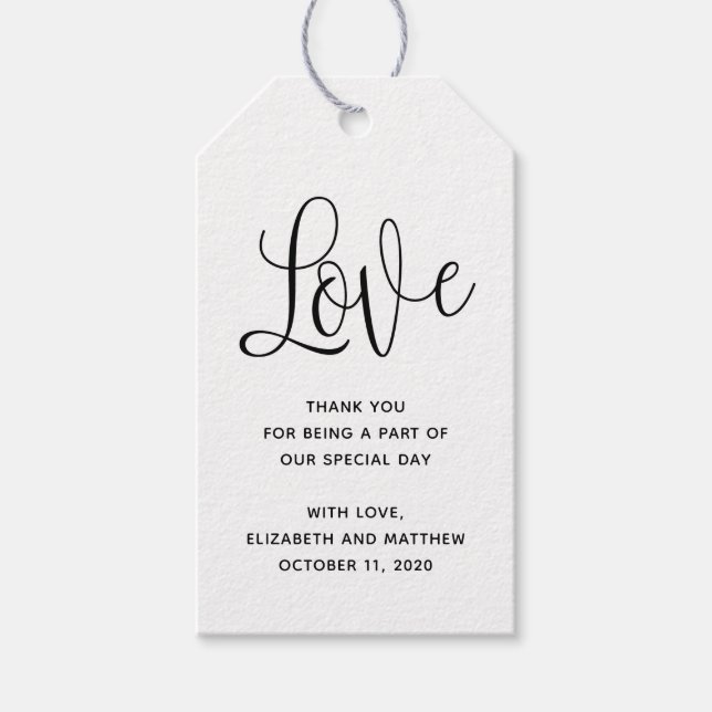 Amour. Étiquette de cadeau en kraft. Mariage rusti (Devant)
