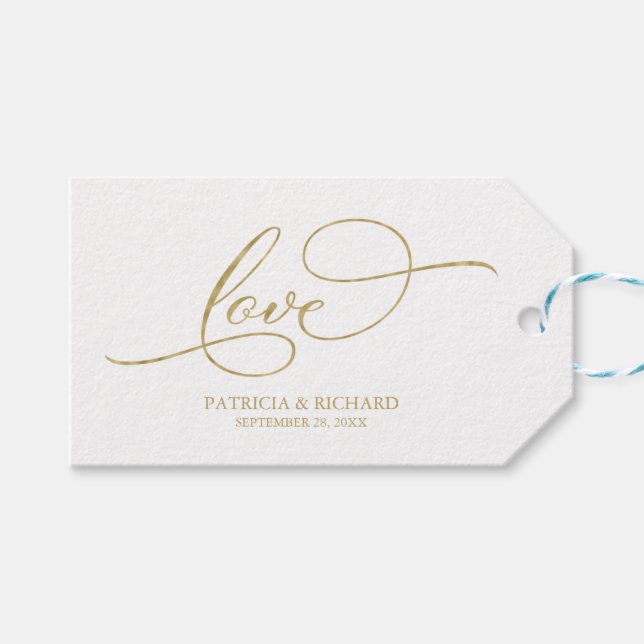 Amour - Étiquettes de Faveur de Mariage à l'Écritu (Devant (Horizontal))
