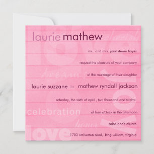 Amour - faire-part de mariage rose romantique