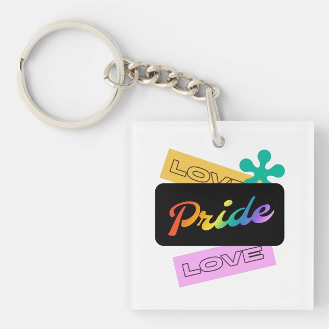 Amour fierté amour. Fierté LGBT+. Porte-clés arc-e (Devant)