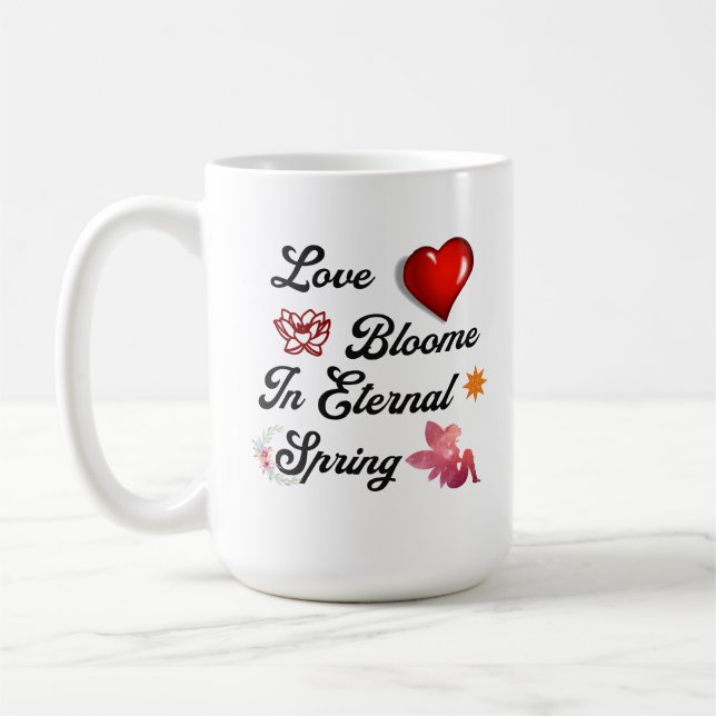 Amour fleurit dans la Mug Printemps Eternel (Gauche)