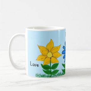 Amour floral Mugs gris personnalisées