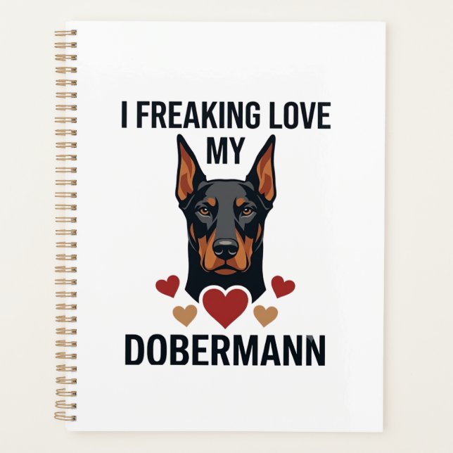 Amour fou pour le chien Dobermann Cœurs rouges_1 (Devant)