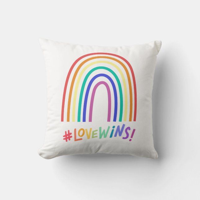 Amour gagne Fun Rainbow Text Coussin (Recto)