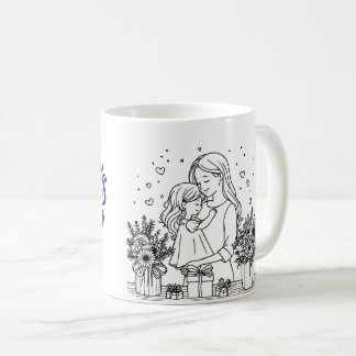 🖤 Amour intemporel - Fête des Mères Ligne Art Mug