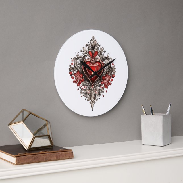 "Amour intemporel : logo du coeur sur horloge mura (Bureau)