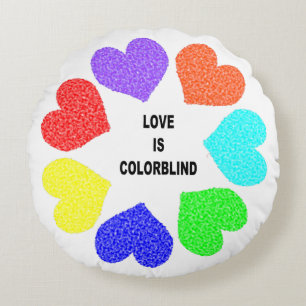 Amour interracial Rainbow Hearts Coussin