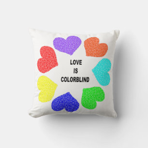 Amour interracial Rainbow Hearts Coussin