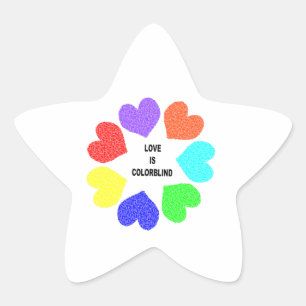Amour Interracial Rainbow Hearts Stickers Star