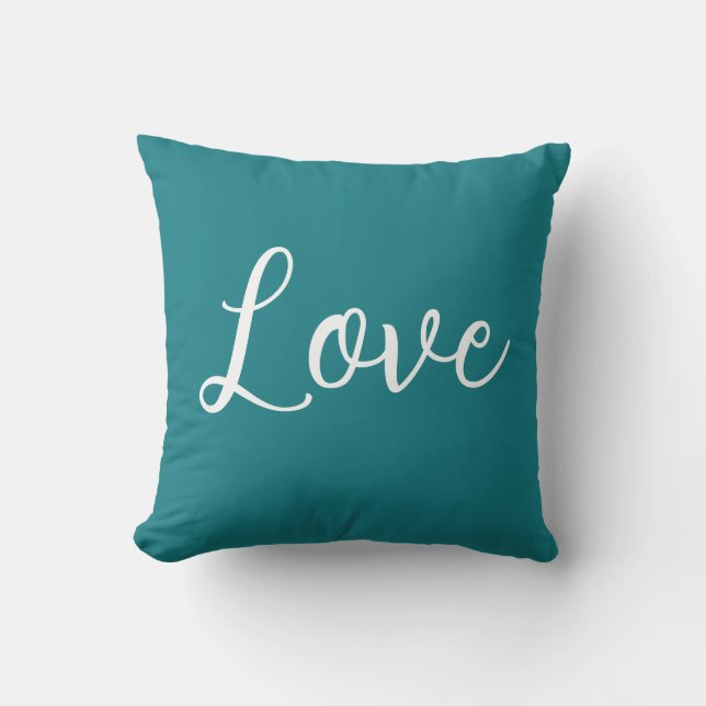 Amour Jeu Oreiller Turquoise Bleu Blanc (Recto)
