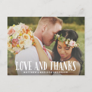 Amour jeune   Carte postale mariage Merci