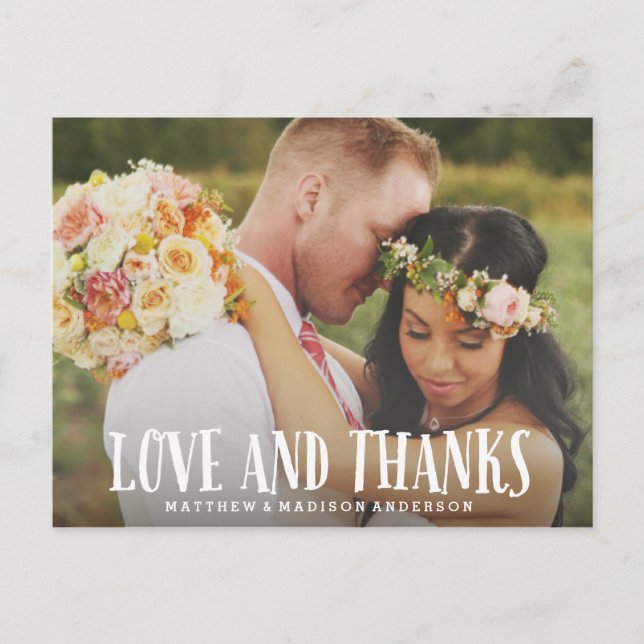 Amour jeune | Carte postale mariage Merci (Devant)
