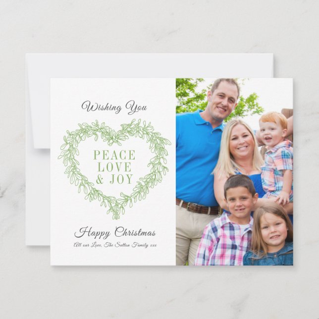 Amour joie verte mistletoe coeur photo Noël (Devant)