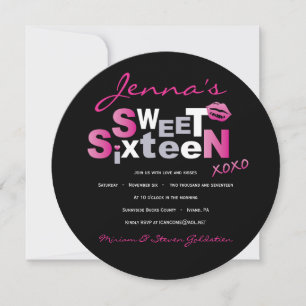 AMOUR & KISSES Sweet sixteen ROSE CHAUD Invitation