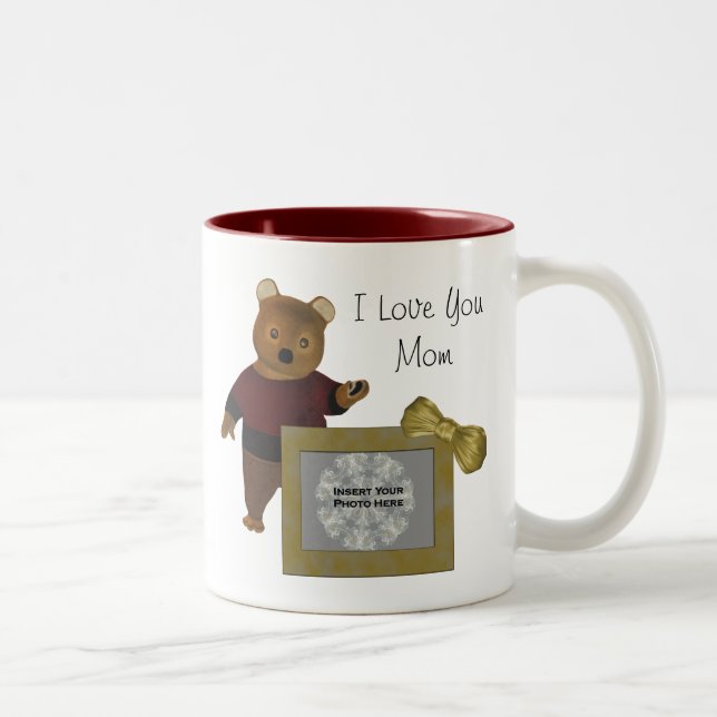 Amour Maman Mignonne Ours Personnalisé Photo Mug (Droit)