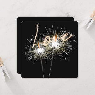 Amour Mariage Sparklers sur Invitation noire