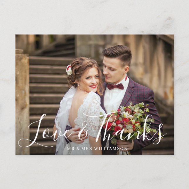 Amour & Merci | carte photo Merci mariage (Devant)