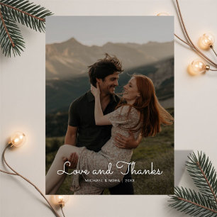 Amour & Merci Mariage Couple Carte de remerciement