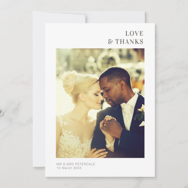 AMOUR & MERCI | mariage merci carte photo (Devant)