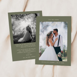 Amour & Merci Minimaliste Mariage Photo Sage Vert