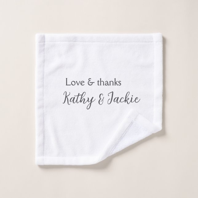 Amour & merci nom du couple mariage simple minimal (Gant de toilette)