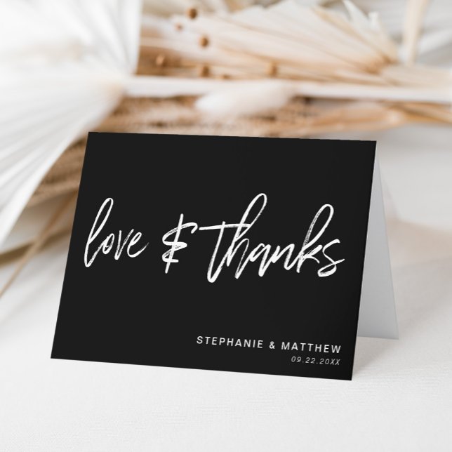 Amour minimaliste & Merci écriture manuscrite Noir (A simple and elegant way to say thank you with a personal touch by adding couple details.)