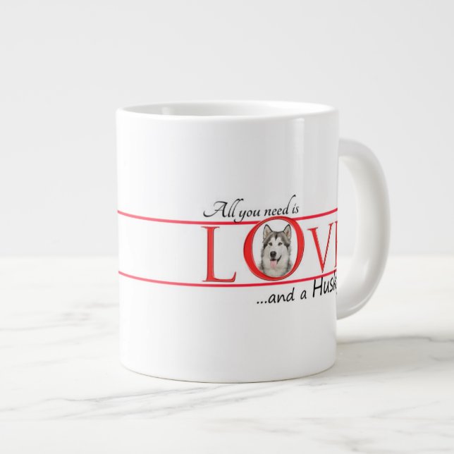 Amour Mon Husky Jumbo Mug (Devant droit)