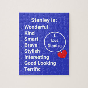 Amour & Mots - Bleu avec coeur : Puzzle