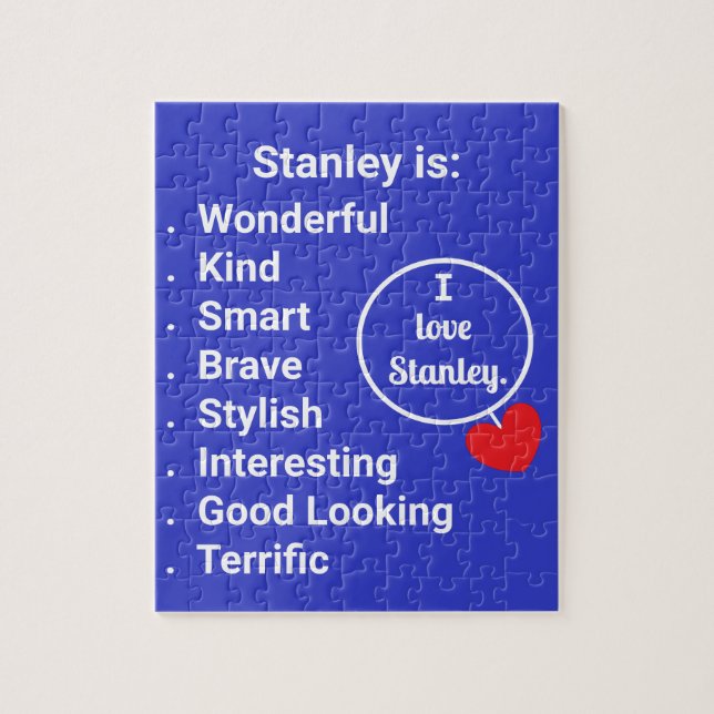 Amour & Mots - Bleu avec coeur : Puzzle (Vertical)