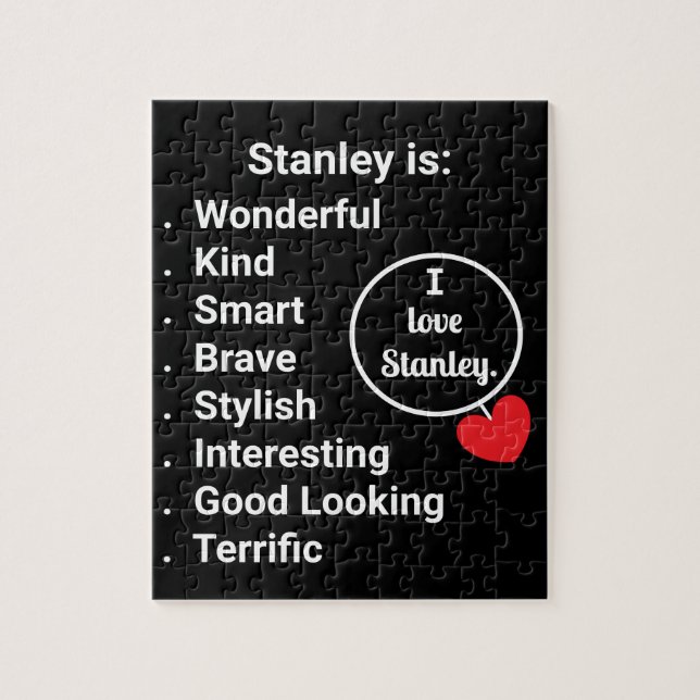 Amour & Mots - Noir avec coeur : Puzzle (Vertical)