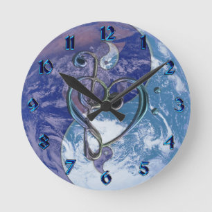 Amour Musique Clef Heart Yin-Yang Earth Horloge