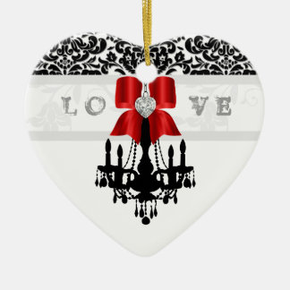 Amour Noël Chandelier Coeur Bow Ornement rouge