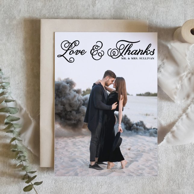 Amour Noir et Merci Joli Script Photo Mariage (Créateur téléchargé)