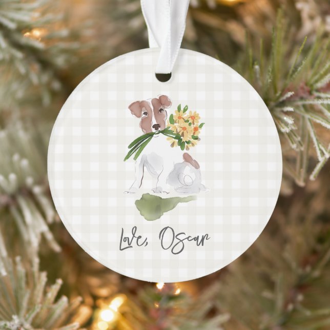 Amour NOM DU CHIEN Gingham Terrier Chien Art Aquar (Arbre)