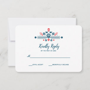 Amour nordique en rouge et bleu Mariage RSVP