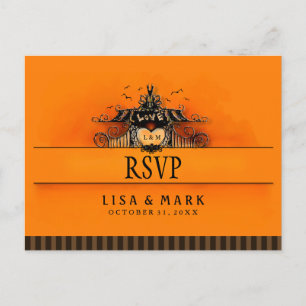 Amour orange et noir de carte postale de RSVP