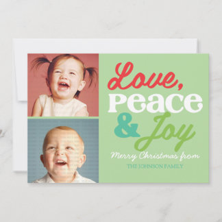 Amour, Paix et Joie Famille Carte photo coloré