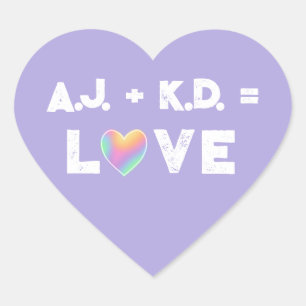 Amour personnalisé Pastel Rainbow Heart Étiquettes