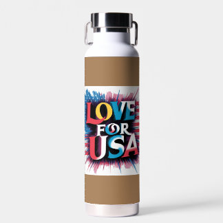 "Amour pour la bouteille d'eau patriotique USA"