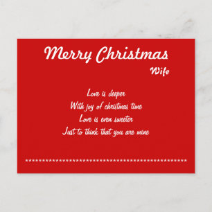 amour pour ma femme cartes postales de Noël